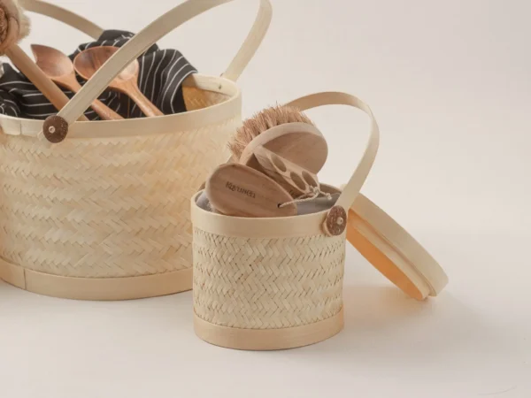 Handwoven Mini Bamboo Basket - Perfect for Picnics, Parties, Home Storage & More