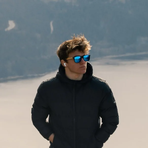 Eco-Friendly Bamboo Wood Classic Sunglasses with Blue Mirrored Polarized Lenses UV400 Protection for Men and Women