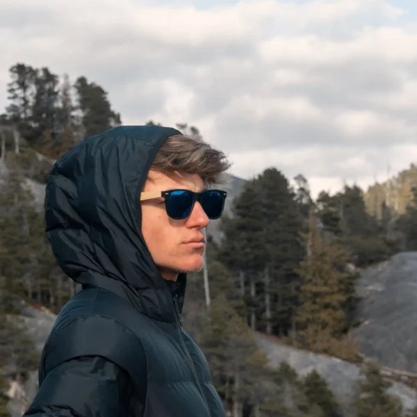 Eco-Friendly Bamboo Wood Classic Sunglasses with Blue Mirrored Polarized Lenses UV400 Protection for Men and Women