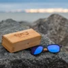 Eco-Friendly Bamboo Wood Classic Sunglasses with Blue Mirrored Polarized Lenses UV400 Protection for Men and Women