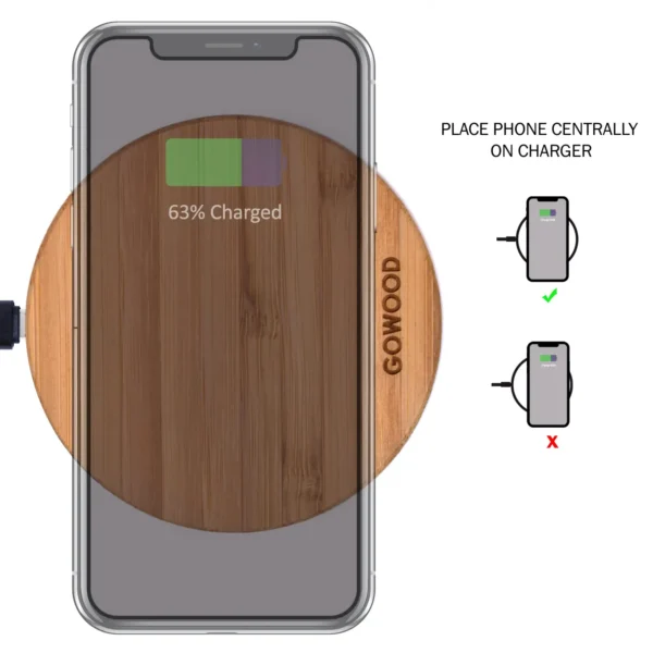 15W Fast Charge Bamboo Wood Wireless Charger Eco-Friendly & Ultra-Light for Qi-Enabled Devices