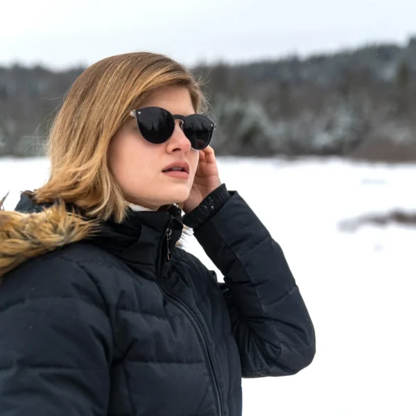 Round Bamboo Wood Sunglasses with Special One-Piece Polarized Dark Grey Lens Stylish & Eco-Friendly Protection for Men and Women