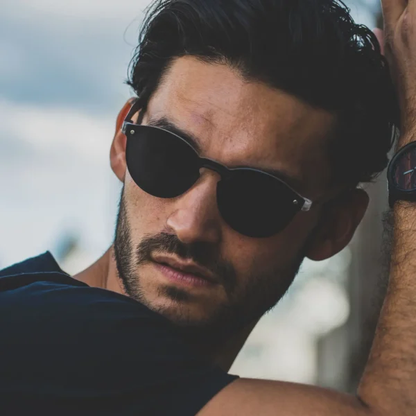 Round Bamboo Wood Sunglasses with Special One-Piece Polarized Dark Grey Lens Stylish & Eco-Friendly Protection for Men and Women