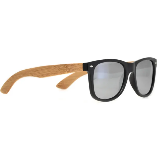 Eco-Friendly Bamboo Wood Classic Style Sunglasses with Silver Mirrored Polarized Lenses - UV400 Protection & Stylish Design