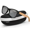 Eco-Friendly Bamboo Wood Classic Style Sunglasses with Silver Mirrored Polarized Lenses - UV400 Protection & Stylish Design