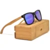 Eco-Friendly Bamboo Wood Classic Sunglasses with Blue Mirrored Polarized Lenses UV400 Protection for Men and Women