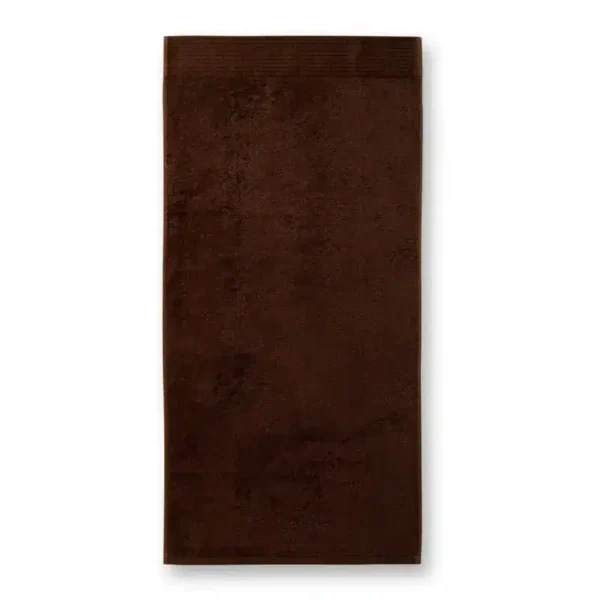 Luxurious Malfini Bamboo Bath Towel - 70x140 cm, Soft & Absorbent, Decorative Satin Border, Brown