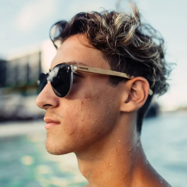 Round Bamboo Wood Sunglasses with Special One-Piece Polarized Dark Grey Lens Stylish & Eco-Friendly Protection for Men and Women