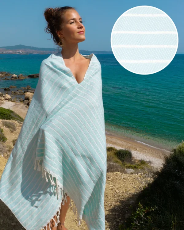 ILVA Turkish Hammam Towel - Spa & Sauna Towel | Bamboo & Cotton | Mint Color | Quick-Drying & Absorbent | Handcrafted in Turkey | Eco-Friendly & Travel-Friendly