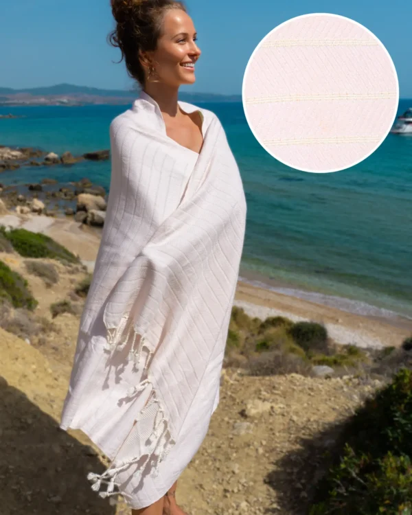 ILVA Turkish Hammam Towel - Bamboo & Cotton, Quick-Dry Spa & Sauna Towel in Elegant Pink