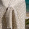 ILVA Turkish Hammam Towel - Beige, Bamboo & Cotton Blend, Quick-Drying & Sand-Resistant, Versatile Spa & Sauna Towel
