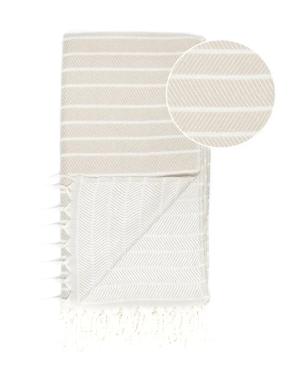 ILVA Turkish Hammam Towel - Beige, Bamboo & Cotton Blend, Quick-Drying & Sand-Resistant, Versatile Spa & Sauna Towel