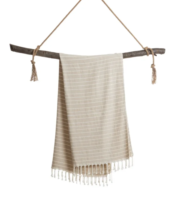 ILVA Turkish Hammam Towel - Beige, Bamboo & Cotton Blend, Quick-Drying & Sand-Resistant, Versatile Spa & Sauna Towel