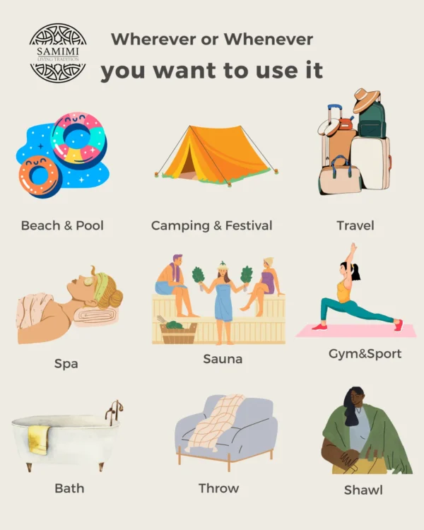 ILVA Turkish Hammam Towel - Beige, Bamboo & Cotton Blend, Quick-Drying & Sand-Resistant, Versatile Spa & Sauna Towel