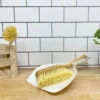 Premium Cream Dustpan & Bamboo Wooden Brush with Synthetic Bristles | Eco-Friendly & Durable Cleaning Set