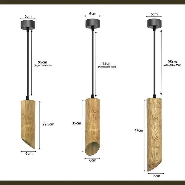 Modern Nordic Hanging Fixture - Long Tube Bamboo GU10 Pendant Lamp