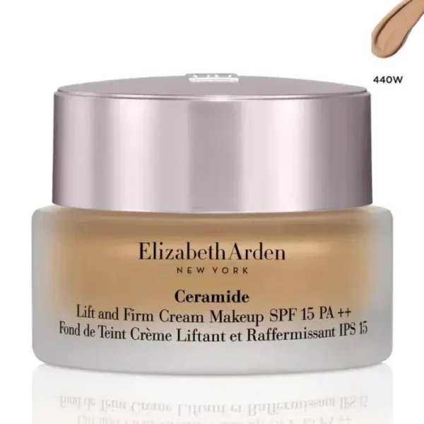 Elizabeth Arden Ceramide Lift & Firm Cream Foundation 440W - Anti-Aging, Full Coverage Foundation for Youthful Radiance