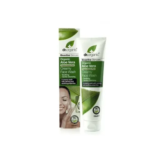 61005787_large.webp Dr Organic Aloe Vera Cream Face Wash 150ml - Gentle and Nourishing Cleanser