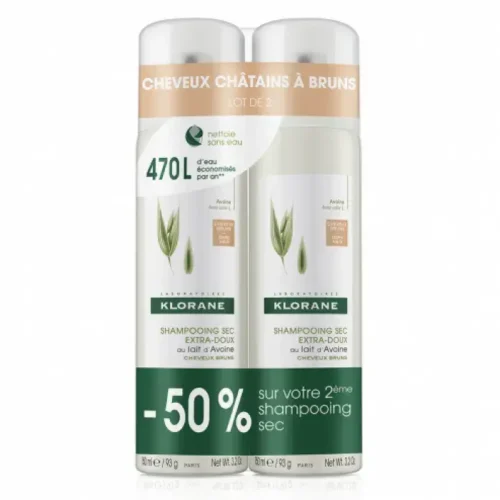 61029357_large.webp Klorane Oatmeal Dry Shampoo For Brown Hair 2x150ml