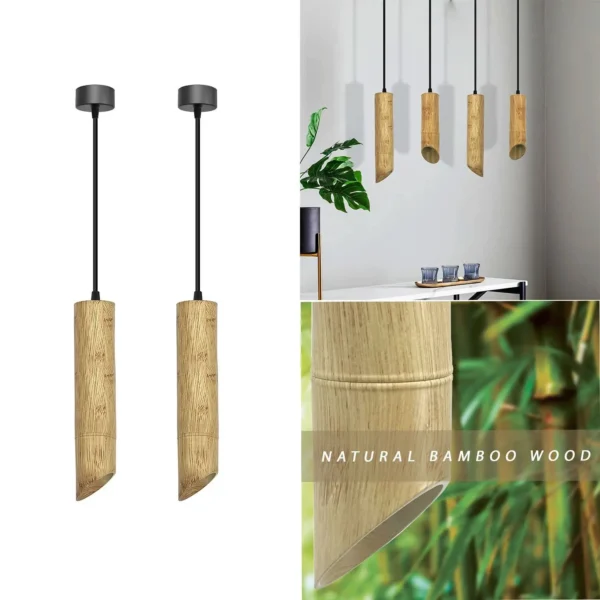 Modern Nordic Hanging Fixture - Long Tube Bamboo GU10 Pendant Lamp