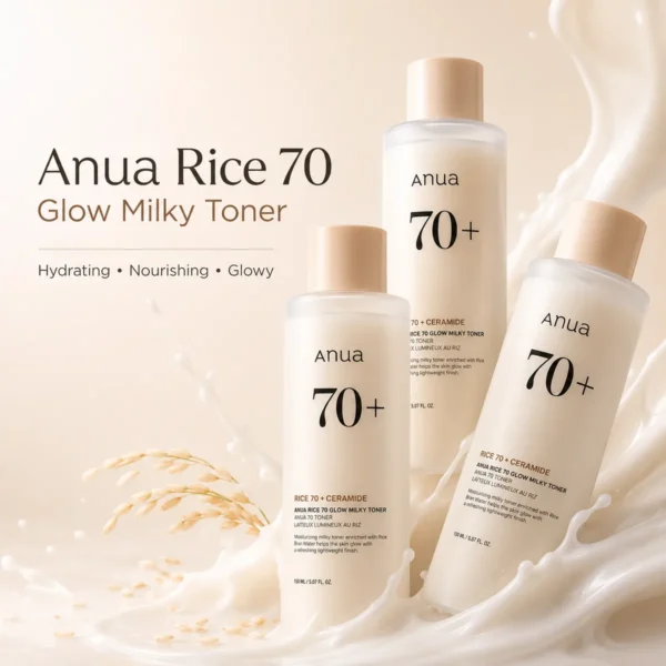 anua-rice-70-glow-milky-toner-150ml-rice-ceramide-care Anua Rice 70 Glow Milky Toner 150ml rice and ceramide toner for hydrating nourishing daily skin care