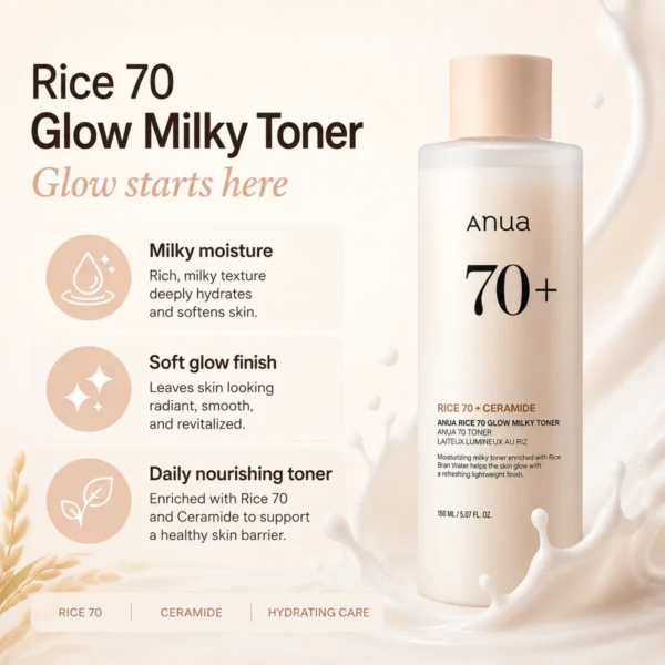 anua-rice-70-glow-milky-toner-150ml-soft-glow-finish Anua Rice 70 Glow Milky Toner 150ml