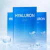 Barulab Hydrating Hyaluron Sheet Mask 23g hero product image with blue hyaluron sheet mask packaging, water droplets and glossy reflective surface