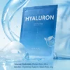 Barulab Hydrating Hyaluron Sheet Mask 23g product mockup with blue pouch, sheet mask and intense hydration message