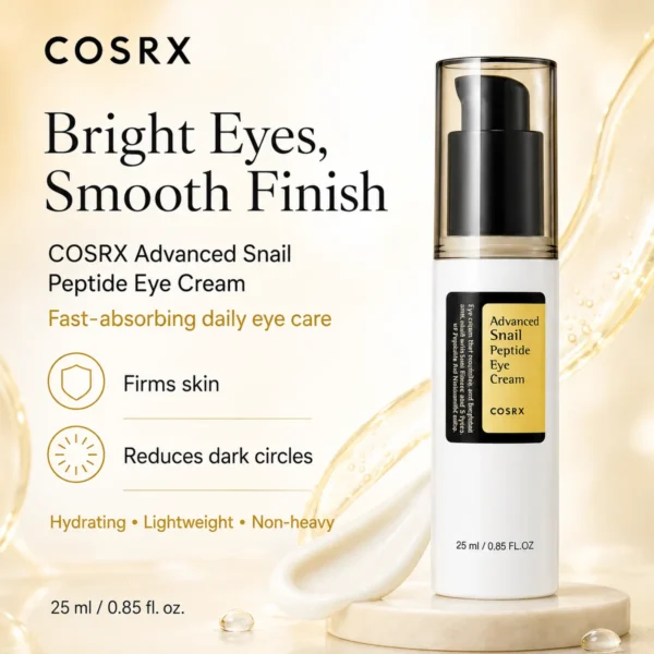COSRX Advanced Snail Peptide Eye Cream 25ml lightweight eye cream for bright eyes smooth finish and daily eye care