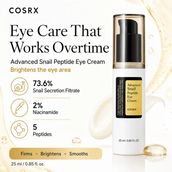 COSRX Advanced Snail Peptide Eye Cream 25ml with snail secretion filtrate niacinamide and peptides for eye care