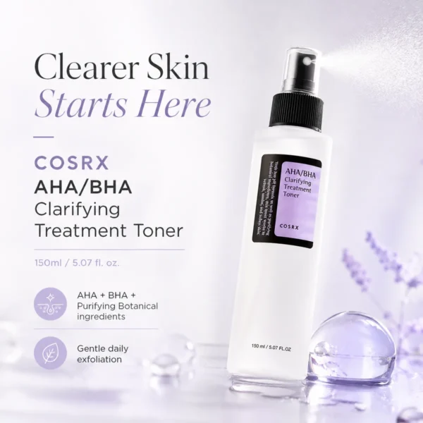 cosrx-aha-bha-clarifying-treatment-toner-150ml-clearer-skin-starts-here COSRX AHA BHA Clarifying Treatment Toner 150ml with AHA BHA and purifying botanical ingredients for gentle daily exfoliation