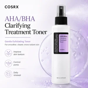 COSRX AHA BHA Clarifying Treatment Toner 150ml gentle exfoliating toner that helps improve skin texture control pores and support daily renewal