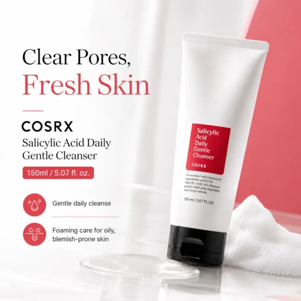 cosrx-salicylic-acid-daily-gentle-cleanser-150ml-clear-pores-fresh-skin COSRX Salicylic Acid Daily Gentle Cleanser 150ml gentle daily cleanse for clear pores fresh skin and foaming care for oily blemish-prone skin