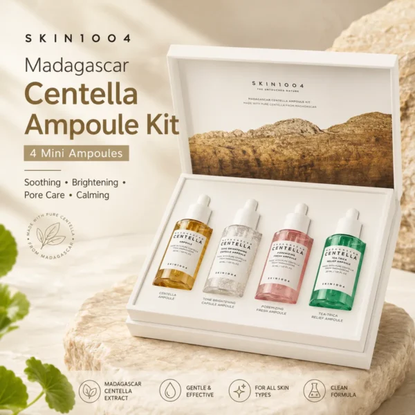 SKIN1004 Madagascar Centella Ampoule Kit 30ml x 4 mini ampoules for soothing brightening pore care and calming skincare