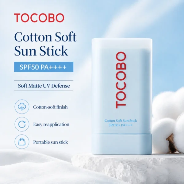 tocobo-cotton-soft-sun-stick-spf50-pa-plus-plus-plus-plus-19g-cotton-soft-finish TOCOBO Cotton Soft Sun Stick SPF50 PA++++ 19g portable sunscreen stick with cotton soft finish and daily UV protection